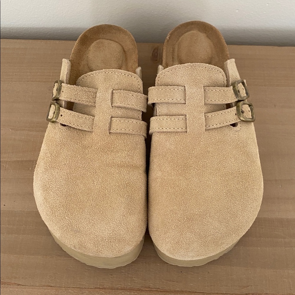 New! PROJECT CLOUD Genuine Suede Leather Platform Clogs - Picture 5 of 6
